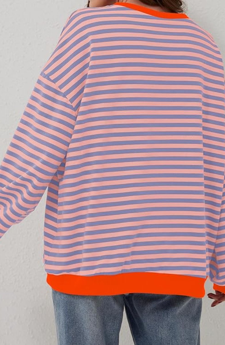 Josie Oversized Striped Pullover Sweater, styled view