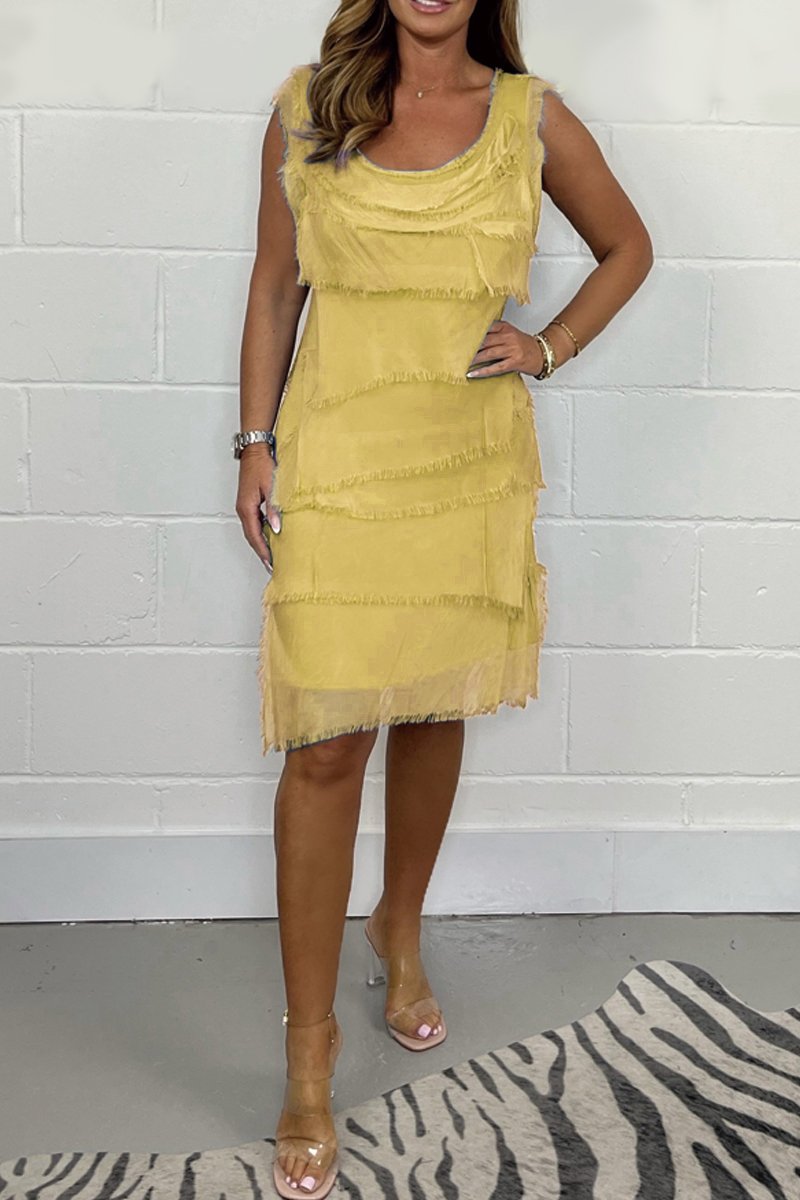 Ilaira Sleeveless Dress Chic Fringe Layered