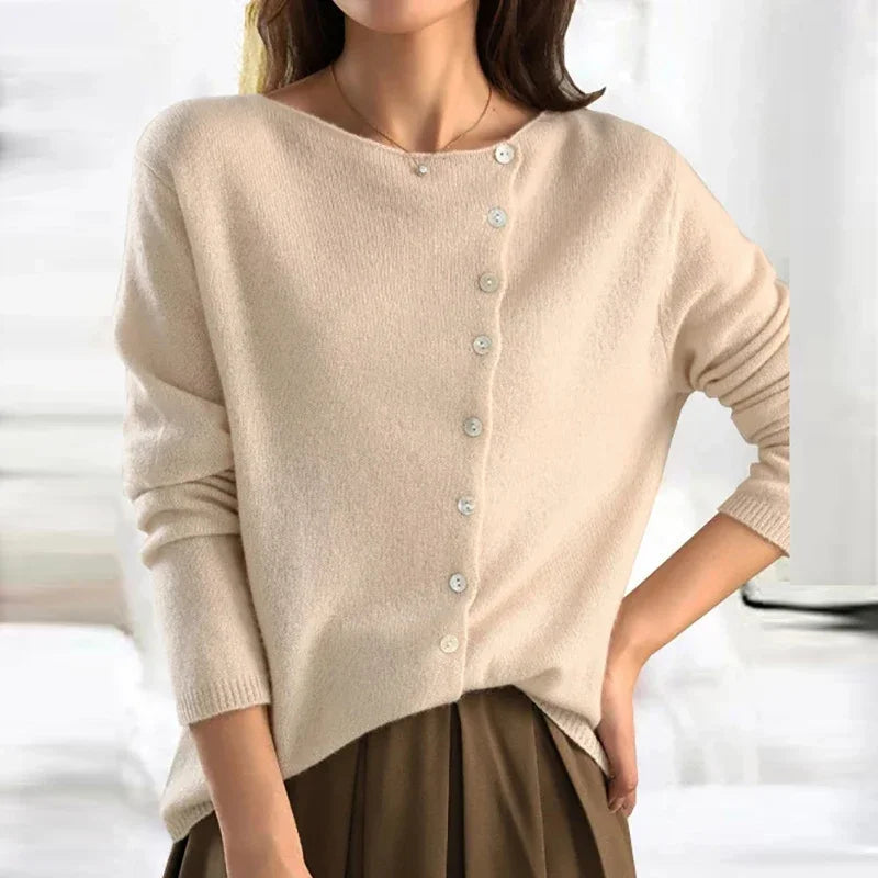 Juliska Soft Knit Button-Front Cardigan, Beige