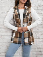 Juniper Plaid Long Vest, detail view