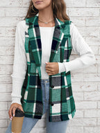 Juniper Plaid Long Vest, Green