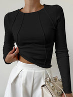 Lisette Figure-Flattering Long-Sleeve Top, Black
