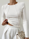 Lisette Figure-Flattering Long-Sleeve Top, White