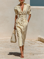 Lucinda striped shirt-style midi dress, view 1