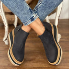 Luna Wedge Platform Zip-Up Ankle Boots, side view