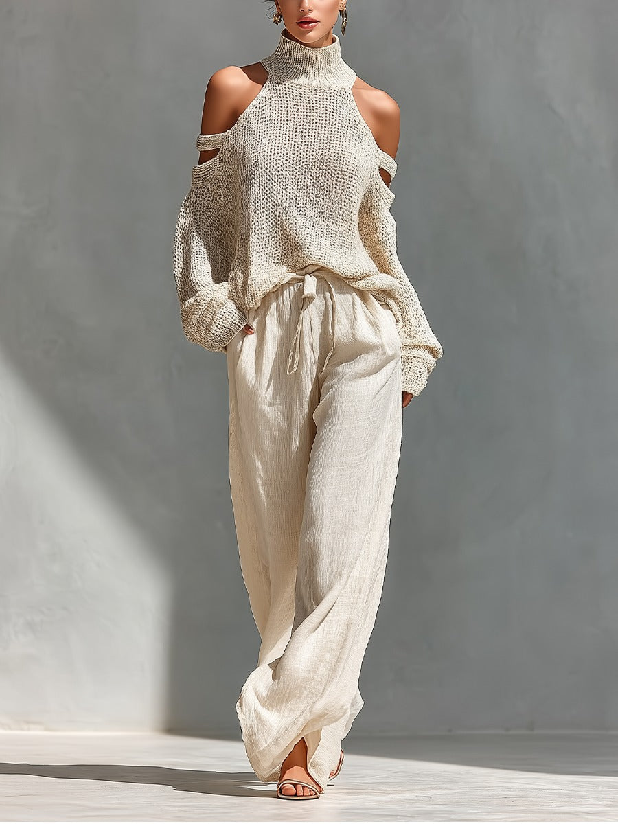 Magnolia Two-Piece Set Cold-Shoulder Wide-Leg
