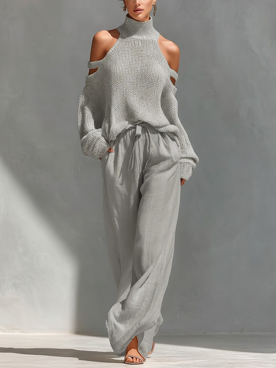 Magnolia Two-Piece Set Cold-Shoulder Wide-Leg