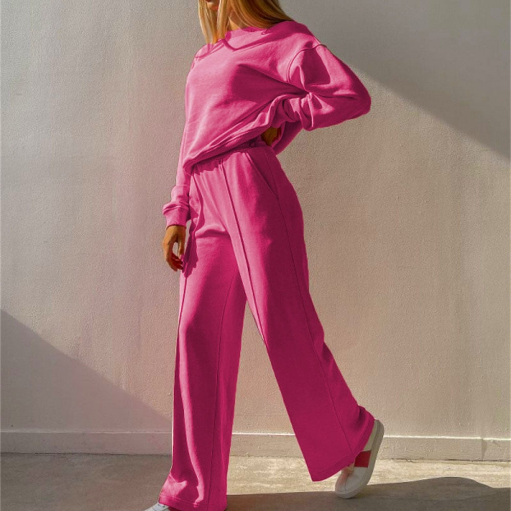 Marceline Relaxed Wide-Leg Two-Piece Set, Pink