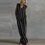 Marcelline V-neck top and wide leg pant set, view 5