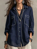 Marguerite oversized linen blend blouse, view 1