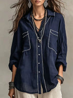 Marguerite oversized linen blend blouse, view 1
