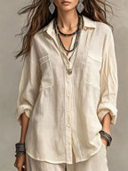 Marguerite oversized linen blend blouse, view 2