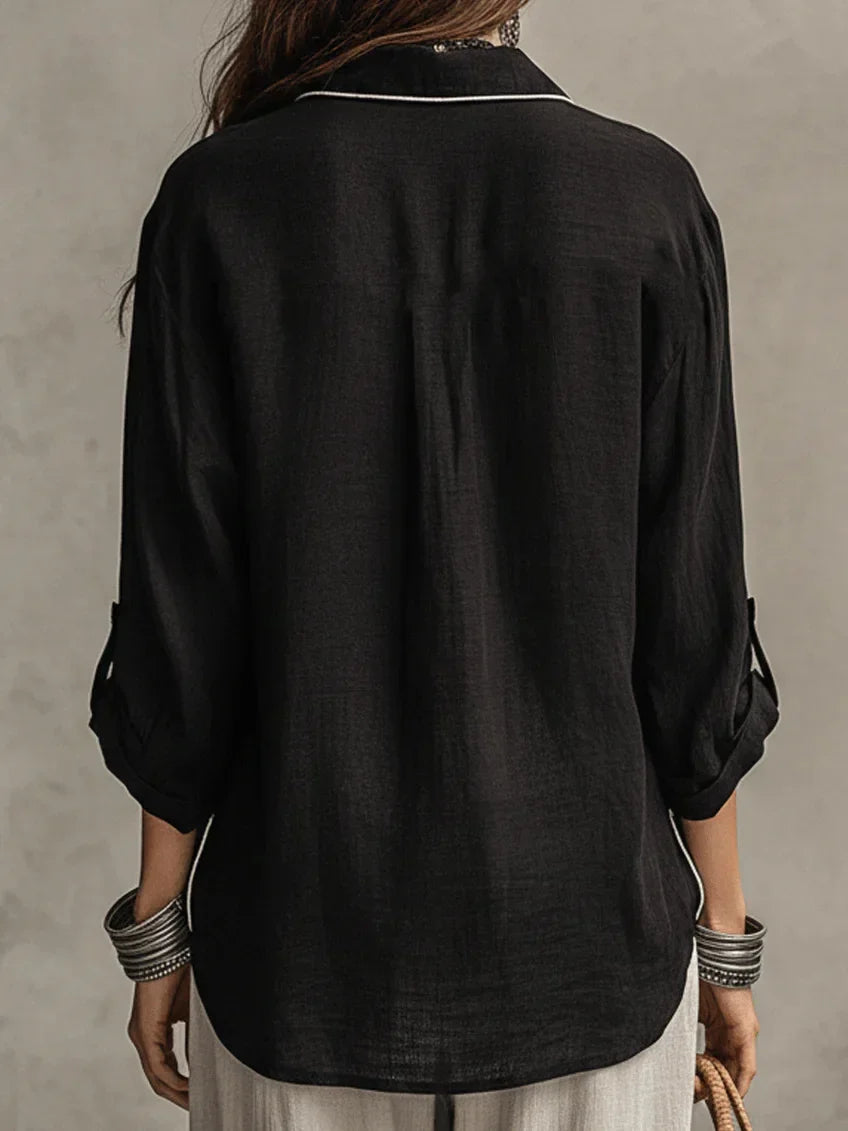 Marguerite oversized linen blend blouse, view 6