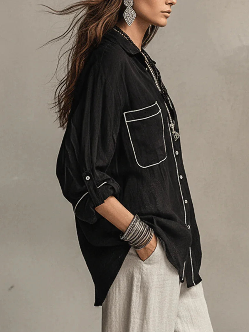 Marguerite oversized linen blend blouse, view 7