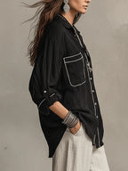 Marguerite oversized linen blend blouse, view 7