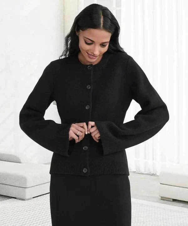 Marguerite Wool-Blend Button Vest, back view