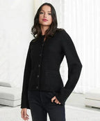 Marguerite Wool-Blend Button Vest, Black