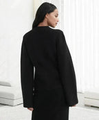 Marguerite Wool-Blend Button Vest, button view
