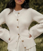 Marguerite Wool-Blend Button Vest, styled view