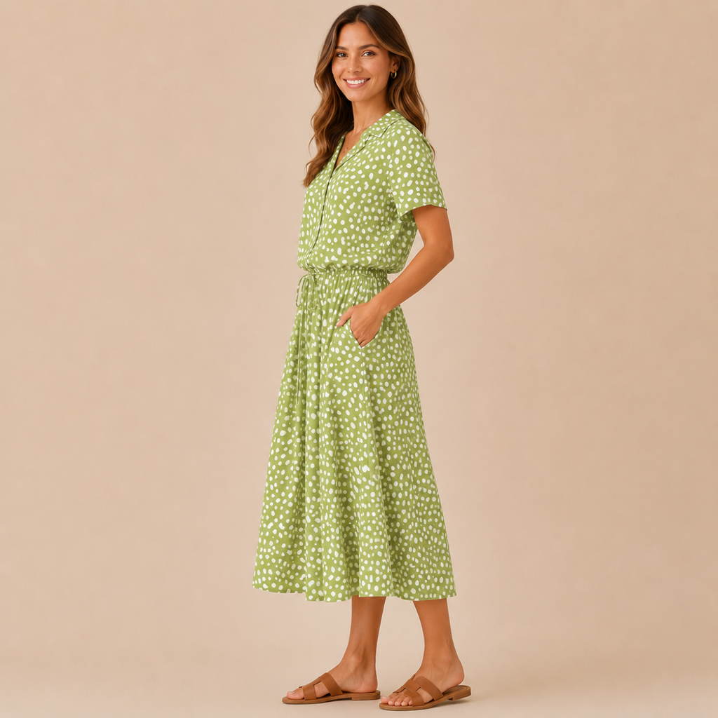Marigold Shirt Dress Vintage Floral-Print Short-Sleeve