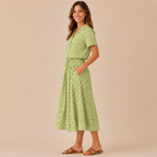 Marigold Shirt Dress Vintage Floral-Print Short-Sleeve