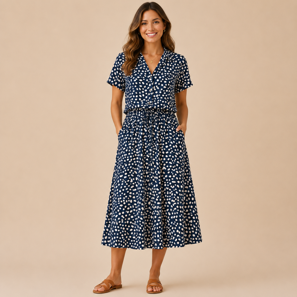 Marigold Shirt Dress Vintage Floral-Print Short-Sleeve