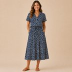 Marigold Shirt Dress Vintage Floral-Print Short-Sleeve