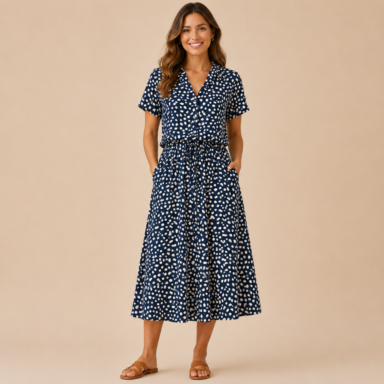 Marigold Shirt Dress Vintage Floral-Print Short-Sleeve