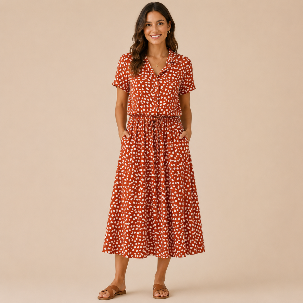 Marigold Shirt Dress Vintage Floral-Print Short-Sleeve