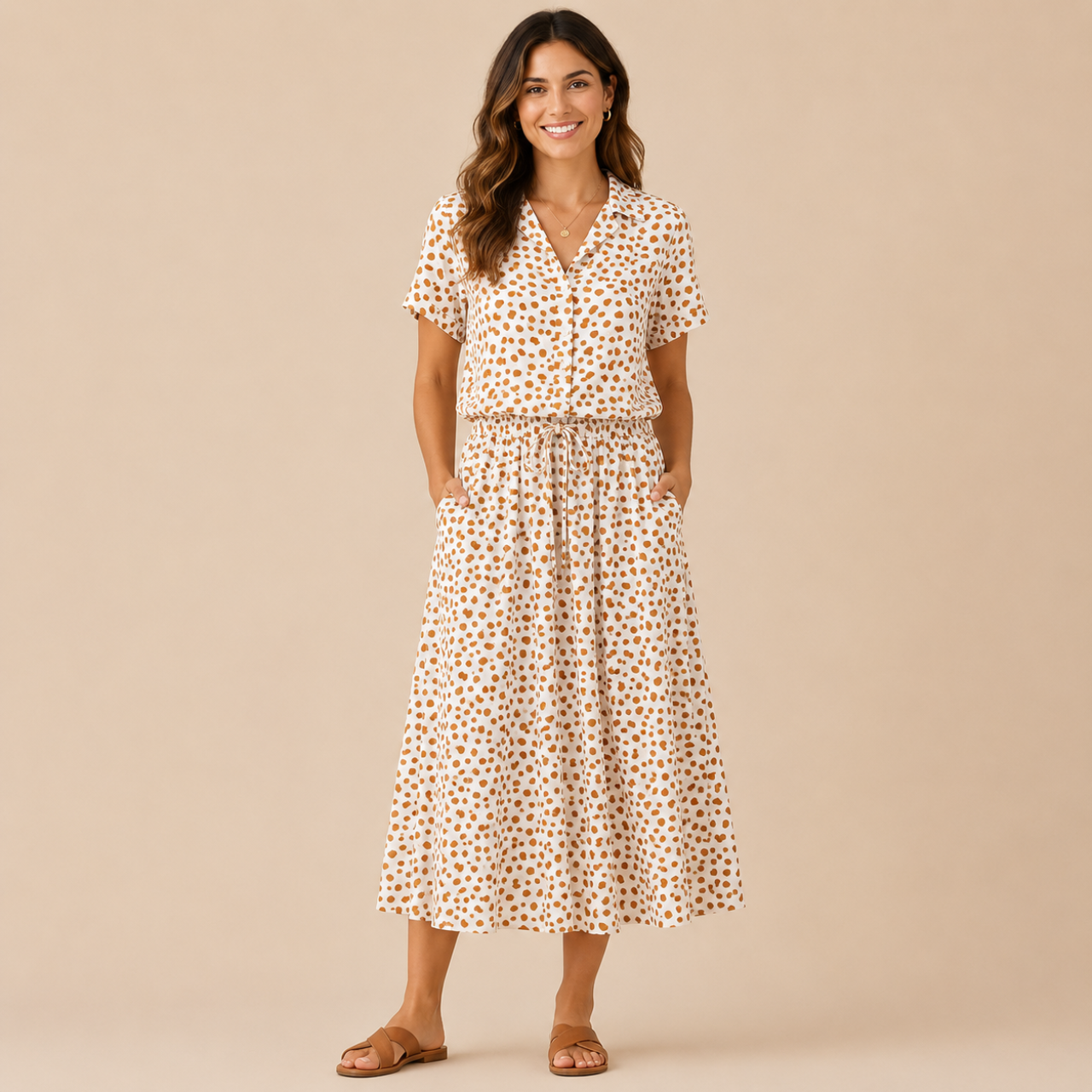 Marigold Shirt Dress Vintage Floral-Print Short-Sleeve
