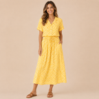 Marigold Shirt Dress Vintage Floral-Print Short-Sleeve