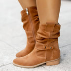 Marisela Slouchy Faux Suede Block Heel Boots, detail view