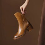 Marisol Faux Leather Block-Heel Side-Zip Ankle Boots, detail view