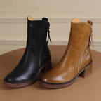 Marisol Faux Leather Block-Heel Side-Zip Ankle Boots, side view