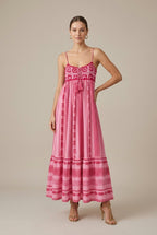 Marisole embroidered spaghetti-strap boho maxi dress, view 1