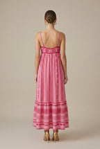 Marisole embroidered spaghetti-strap boho maxi dress, back view
