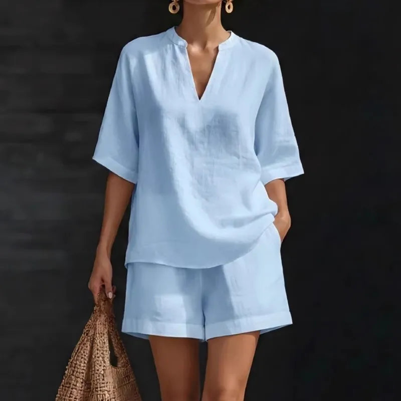 Marjolein V-neck breathable summer set, view 1