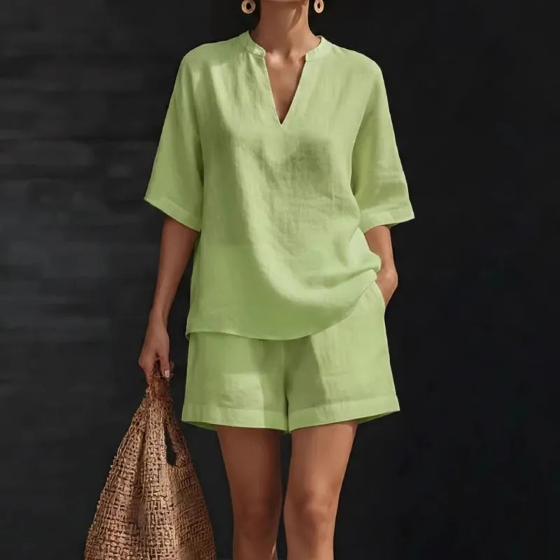 Marjolein V-neck breathable summer set, view 3