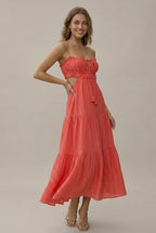Marlowe tassel cutout tiered maxi dress, Orange