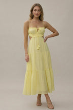 Marlowe tassel cutout tiered maxi dress, Yellow