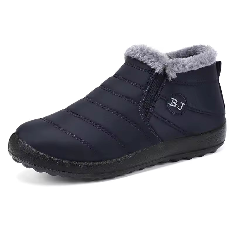Maya quilted ankle snow boots with plush collar and slip-on design
