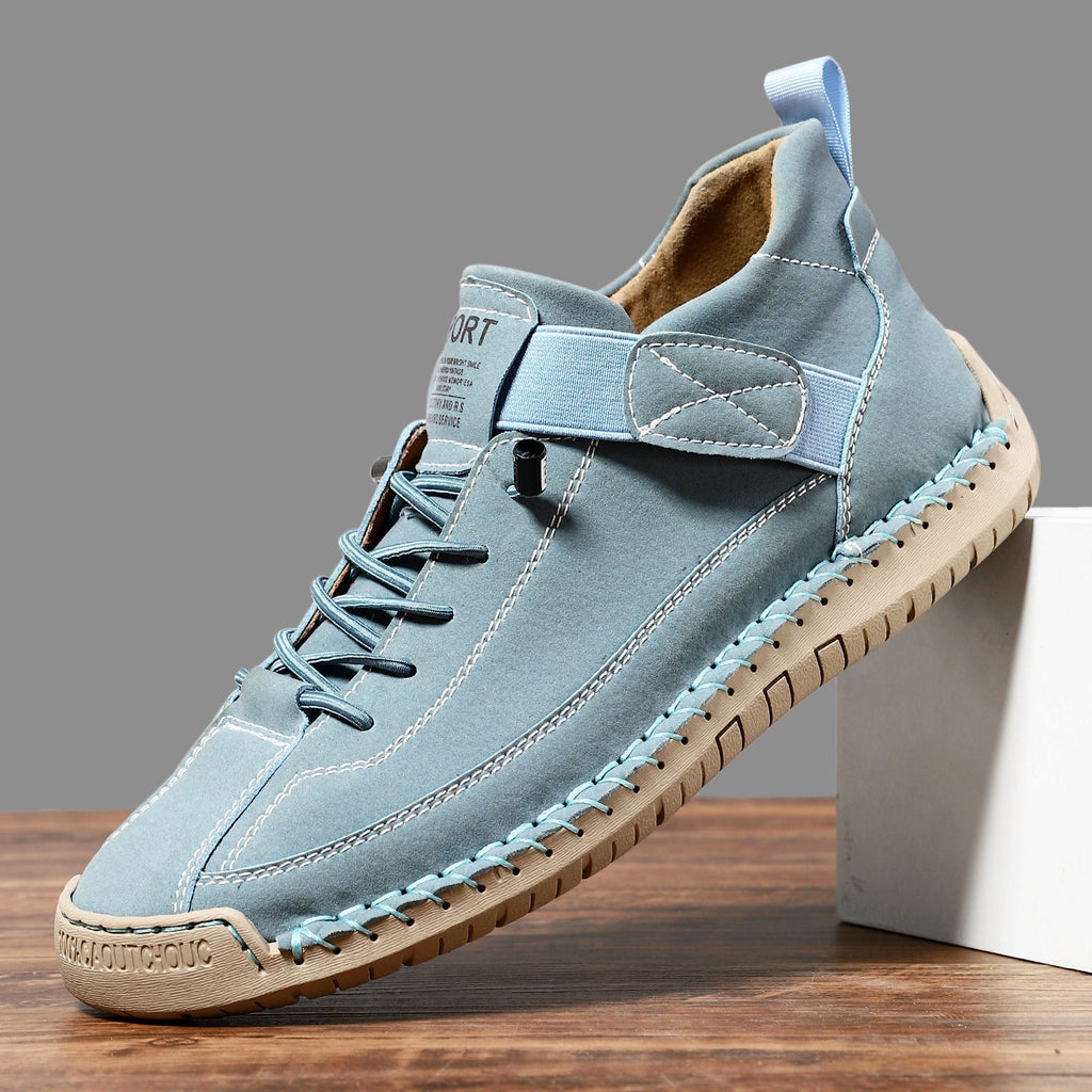 Side view of Sky Blue Mia Supportive Lightweight Cushioned Sneakers by BELLA HUDSON