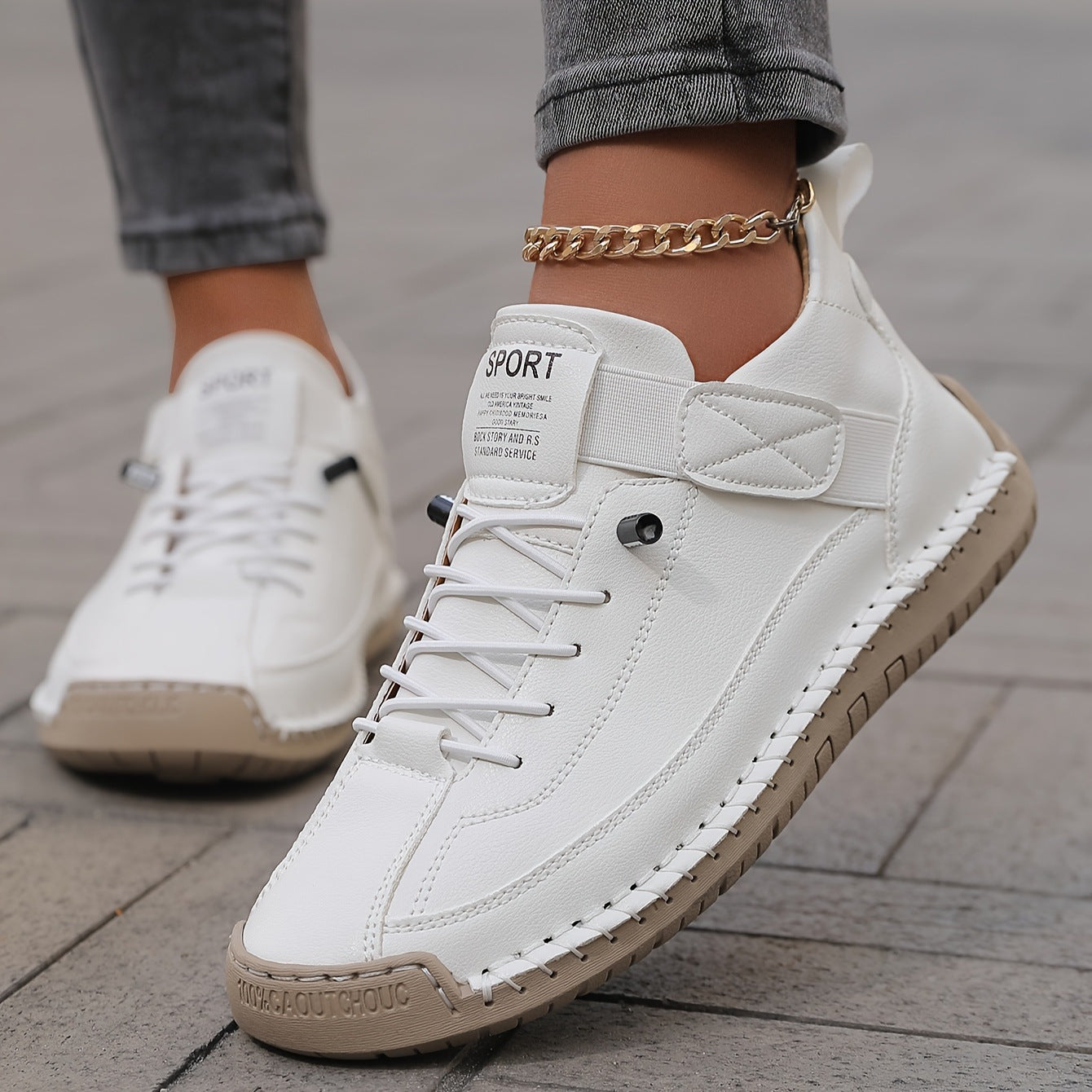 Front view of White Mia Supportive Lightweight Cushioned Sneakers by BELLA HUDSON