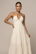 Genevieve Maxi Dress Halter Tiered Bow-Back