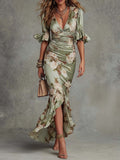 Minerva Maxi Dress Floral Fishtail Ruched