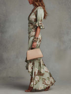 Minerva Maxi Dress Floral Fishtail Ruched