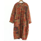 Mira Bronze corduroy midi dress with relaxed silhouette and front patch pockets