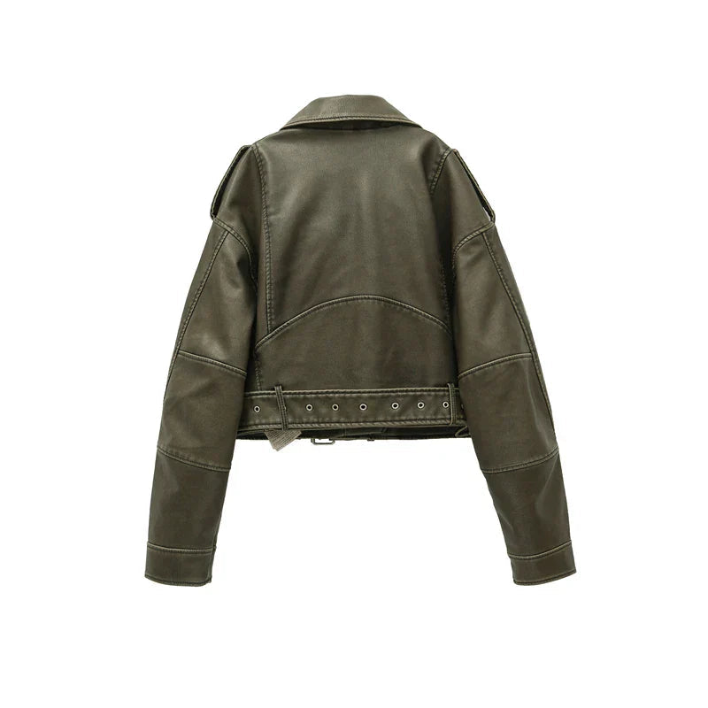 Nadine Short Cropped Biker Jacket, back view