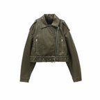 Nadine Short Cropped Biker Jacket, Black detail
