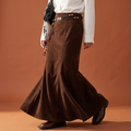 Nora corduroy maxi skirt with high waist and flared fishtail hem